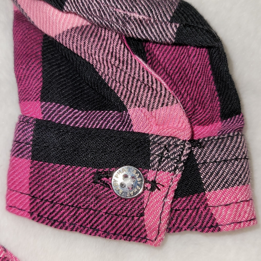 Vintage Baby Phat Infant's 18 months Flannel Pink & Black Plaid Dress / Top - Picture 8 of 10